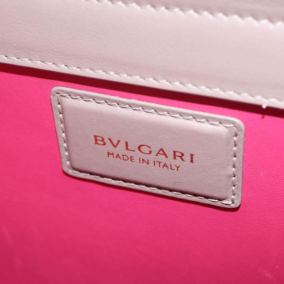 BVLGARI Duet Hand Bag Leather 2way Beige Gold Auth hk4163A