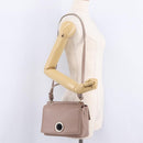 BVLGARI Duet Hand Bag Leather 2way Beige Gold Auth hk4163A-30