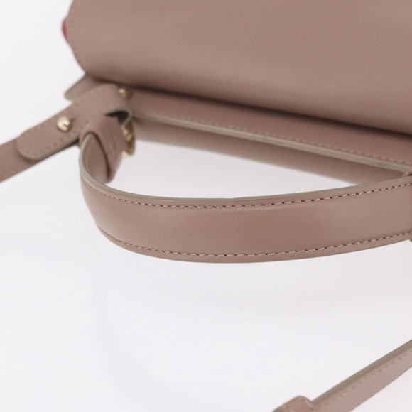 BVLGARI Duet Hand Bag Leather 2way Beige Gold Auth hk4163A