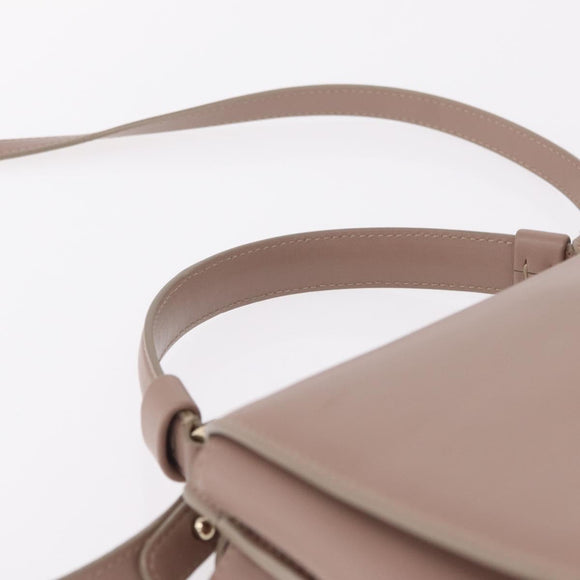 BVLGARI Duet Hand Bag Leather 2way Beige Gold Auth hk4163A