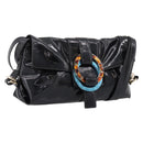 BVLGARI Shoulder Bag Patent leather Black Gold Auth hk4164-1