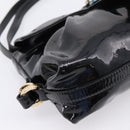 BVLGARI Shoulder Bag Patent leather Black Gold Auth hk4164-14