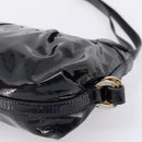 BVLGARI Shoulder Bag Patent leather Black Gold Auth hk4164-15
