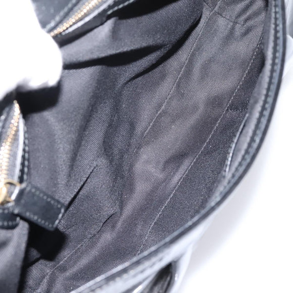 BVLGARI Shoulder Bag Patent leather Black Gold Auth hk4164
