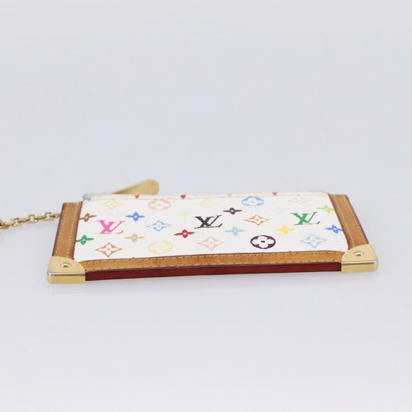 LOUIS VUITTON Monogram Multicolor Pochette Cles Purse White M92655 Auth hk4165