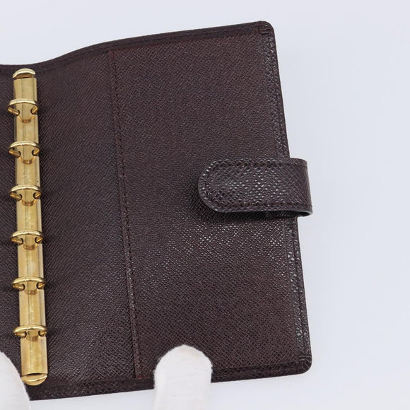 LOUIS VUITTON Taiga Agenda PM Day Planner Cover Acajou R20416 LV Auth hk4168