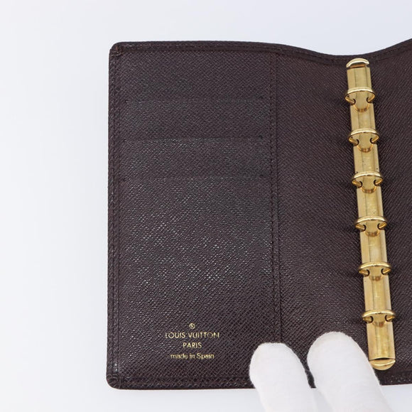 LOUIS VUITTON Taiga Agenda PM Day Planner Cover Acajou R20416 LV Auth hk4168