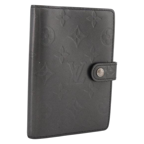 LOUIS VUITTON Monogram Mat Agenda PM Day Planner Cover Black R20932 Auth hk4171
