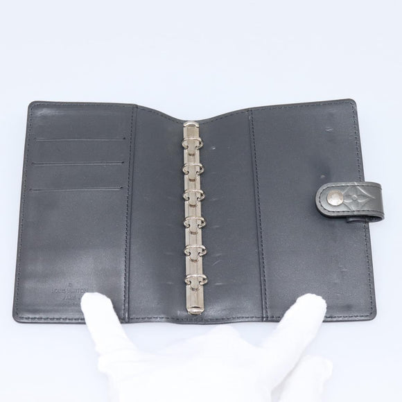 LOUIS VUITTON Monogram Mat Agenda PM Day Planner Cover Black R20932 Auth hk4171