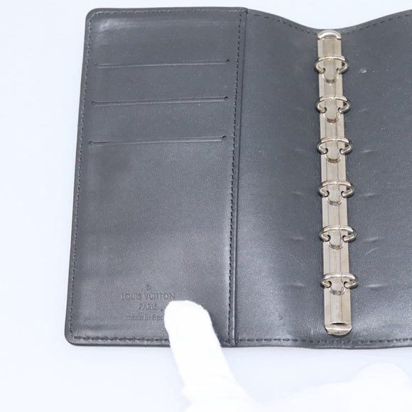 LOUIS VUITTON Monogram Mat Agenda PM Day Planner Cover Black R20932 Auth hk4171
