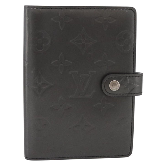 LOUIS VUITTON Monogram Mat Agenda PM Day Planner Cover Black R20932 Auth hk4171