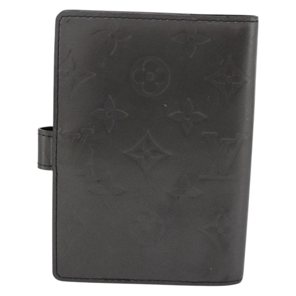 LOUIS VUITTON Monogram Mat Agenda PM Day Planner Cover Black R20932 Auth hk4171