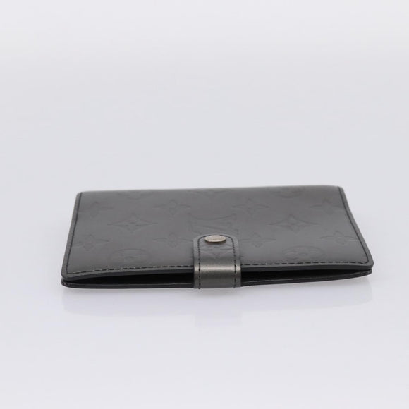 LOUIS VUITTON Monogram Mat Agenda PM Day Planner Cover Black R20932 Auth hk4171