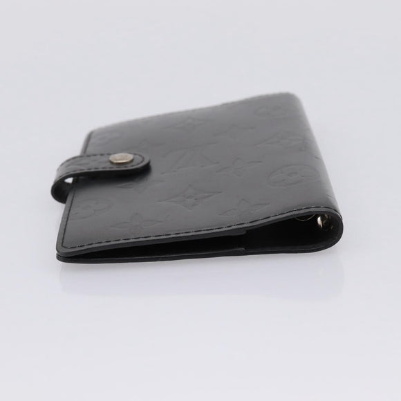LOUIS VUITTON Monogram Mat Agenda PM Day Planner Cover Black R20932 Auth hk4171