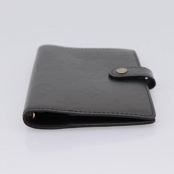 LOUIS VUITTON Monogram Mat Agenda PM Day Planner Cover Black R20932 Auth hk4171