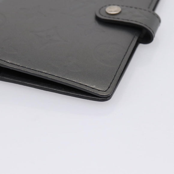 LOUIS VUITTON Monogram Mat Agenda PM Day Planner Cover Black R20932 Auth hk4171