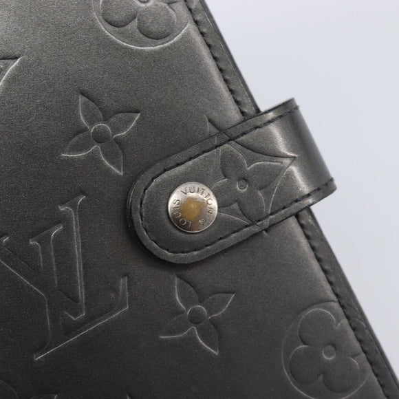 LOUIS VUITTON Monogram Mat Agenda PM Day Planner Cover Black R20932 Auth hk4172