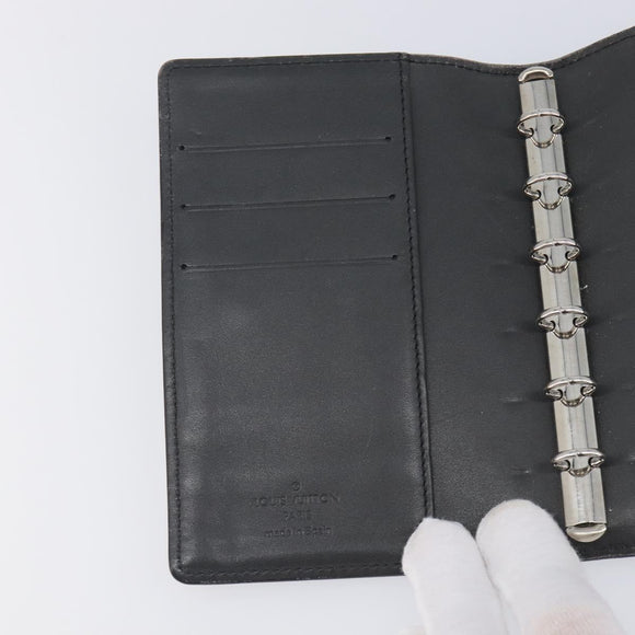 LOUIS VUITTON Monogram Mat Agenda PM Day Planner Cover Black R20932 Auth hk4172