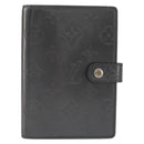 LOUIS VUITTON Monogram Mat Agenda PM Day Planner Cover Black R20932 Auth hk4172-13