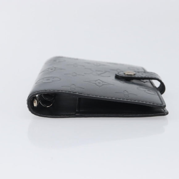 LOUIS VUITTON Monogram Mat Agenda PM Day Planner Cover Black R20932 Auth hk4172