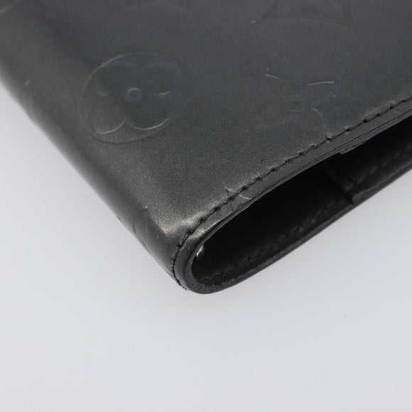 LOUIS VUITTON Monogram Mat Agenda PM Day Planner Cover Black R20932 Auth hk4172
