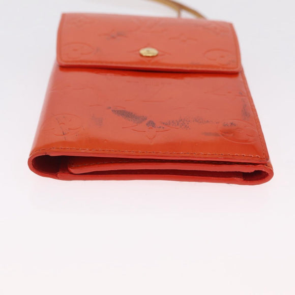 LOUIS VUITTON Monogram Vernis Walker Wallet Orange LV Auth hk4174