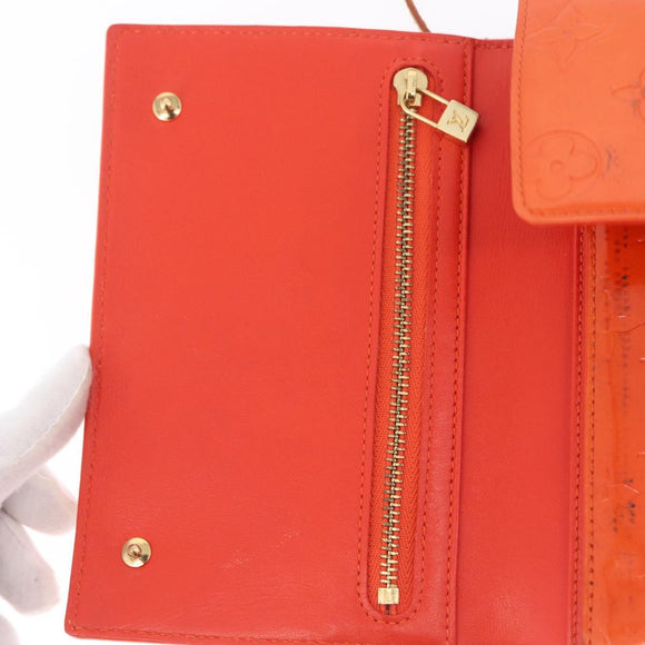 LOUIS VUITTON Monogram Vernis Walker Wallet Orange LV Auth hk4174