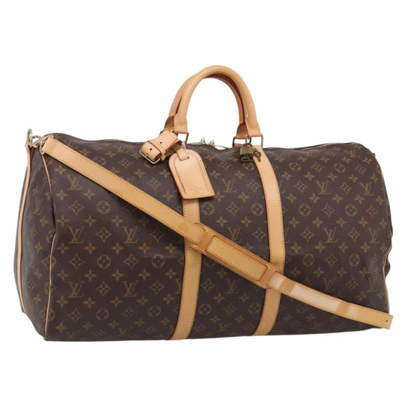 LOUIS VUITTON Monogram Keepall Bandouliere 55 Boston Bag M41414 LV Auth hk4191V