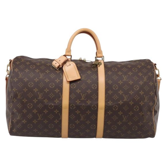 LOUIS VUITTON Monogram Keepall Bandouliere 55 Boston Bag M41414 LV Auth hk4191V