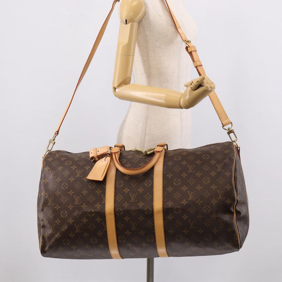 LOUIS VUITTON Monogram Keepall Bandouliere 55 Boston Bag M41414 LV Auth hk4191V