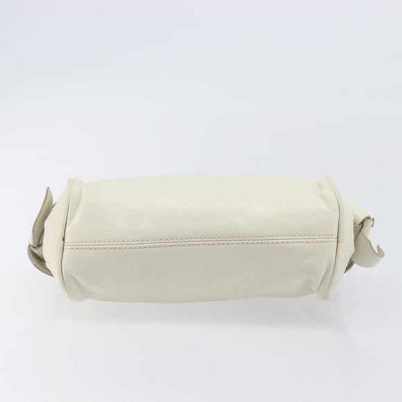 Miu Miu Hand Bag Leather White Gold Auth hk4200V