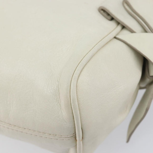 Miu Miu Hand Bag Leather White Gold Auth hk4200V