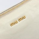 Miu Miu Hand Bag Leather White Gold Auth hk4200V-20