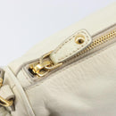 Miu Miu Hand Bag Leather White Gold Auth hk4200V-21