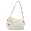 Miu Miu Hand Bag Leather White Gold Auth hk4200V-1