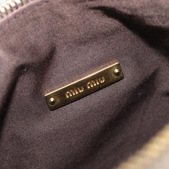 Miu Miu Hand Bag Leather White Gold Auth hk4200V