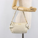 Miu Miu Hand Bag Leather White Gold Auth hk4200V-25