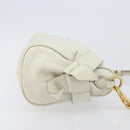 Miu Miu Hand Bag Leather White Gold Auth hk4200V-3