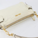 Miu Miu Hand Bag Leather White Gold Auth hk4200V-6