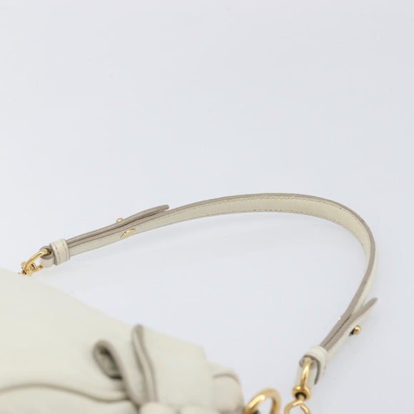 Miu Miu Hand Bag Leather White Gold Auth hk4200V