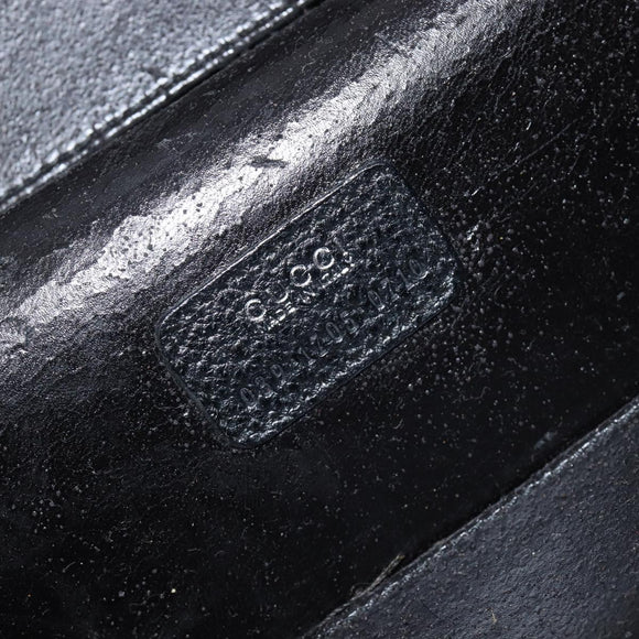 GUCCI Vanity Pouch Leather Black Silver 039 1705 0710 Auth hk4201