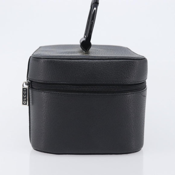GUCCI Vanity Pouch Leather Black Silver 039 1705 0710 Auth hk4201