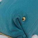 Miu Miu Tote Bag Leather Light Blue Gold Auth hk4202-16