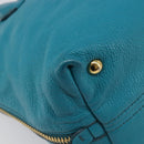 Miu Miu Tote Bag Leather Light Blue Gold Auth hk4202-18