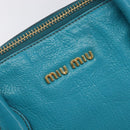 Miu Miu Tote Bag Leather Light Blue Gold Auth hk4202-20