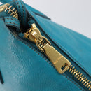 Miu Miu Tote Bag Leather Light Blue Gold Auth hk4202-22