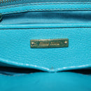 Miu Miu Tote Bag Leather Light Blue Gold Auth hk4202-23