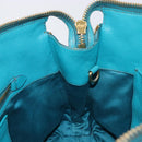Miu Miu Tote Bag Leather Light Blue Gold Auth hk4202-24