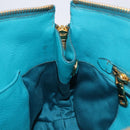 Miu Miu Tote Bag Leather Light Blue Gold Auth hk4202-25
