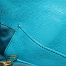Miu Miu Tote Bag Leather Light Blue Gold Auth hk4202-11